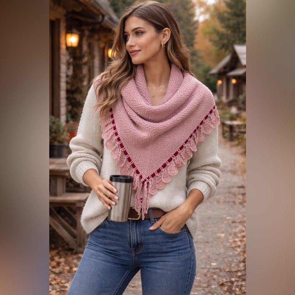 InWear Knit Triangle Shawl – Dusty Rose